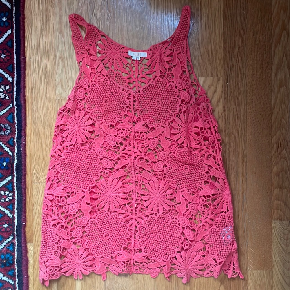 Coral tulle tank top! Perfect for tropical vacation or festival vibe.